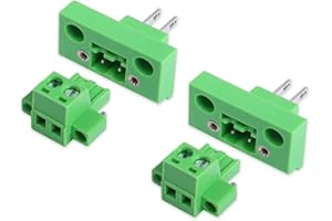 GINTOOYUN 2 Sets 2 Pin 5.08 mm Terminal, 2-Pin Pluggable Screw Terminal Block Connectors, 2P Through-Wall Terminal Connectors 2EDGWB+2EDGKM with Screw Lock Plate Fixed