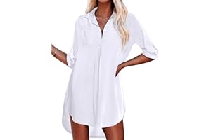 Ekouaer Women's Cover Ups for Swimwear Beach Shirt V-Neck Bikini Bathing Suit Swimsuit Covers