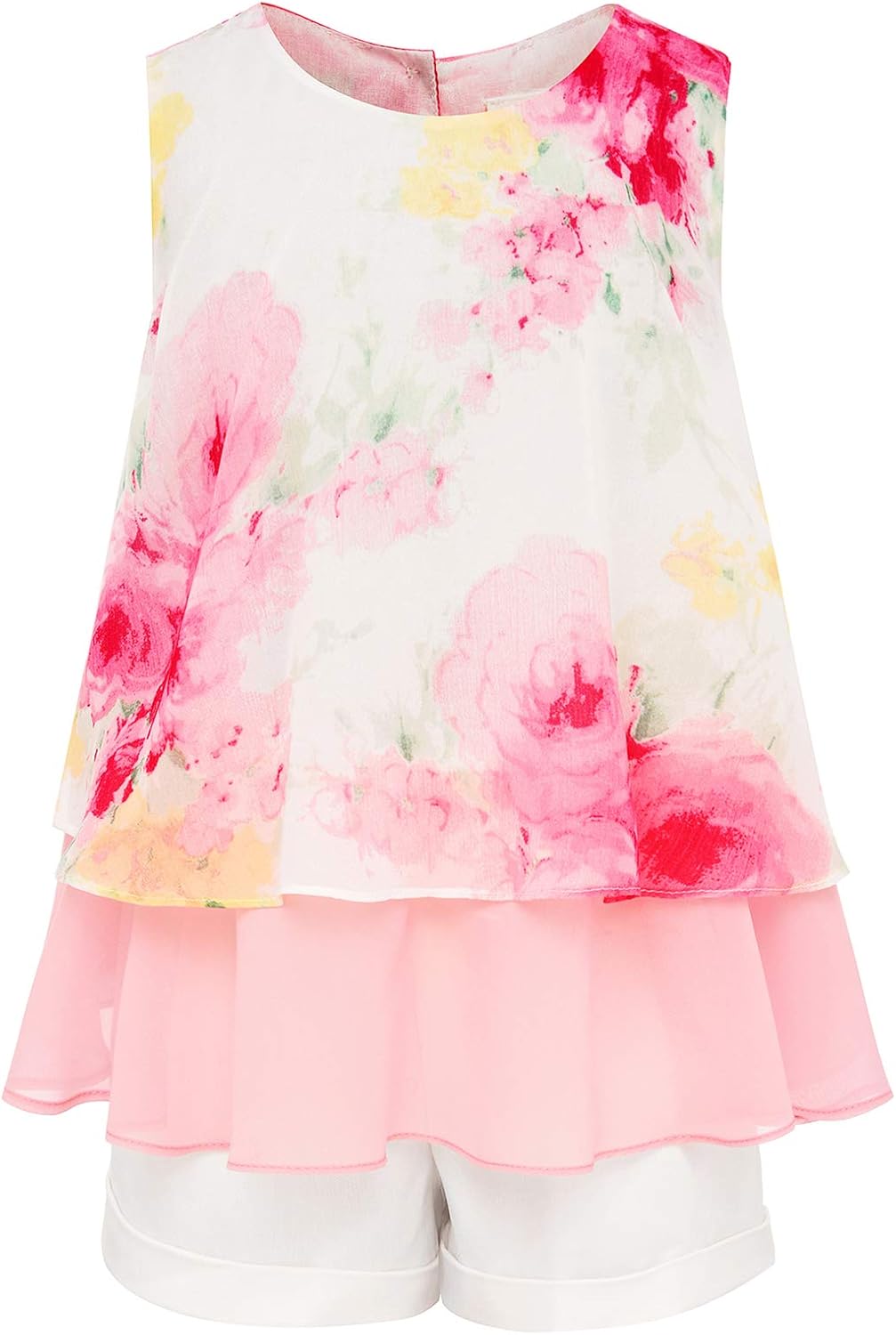 Bonny Billy Little Girls' Short Set Flower Top and Solid Pant 2 Pcs Suit: Clothing
