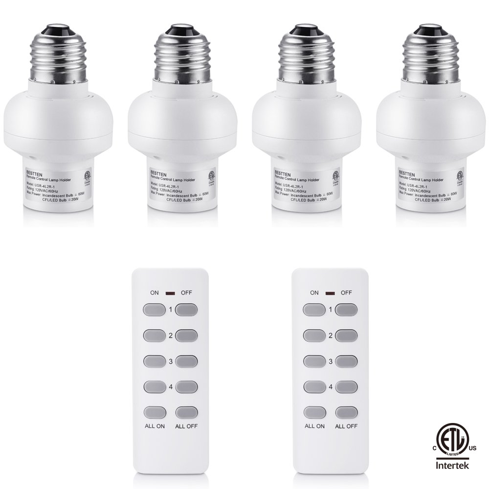 BESTTEN Wireless Remote Control Light Socket Extender Set (4 Lamp