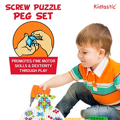 Kidtastic Building Board Drill Set STEM Toys for 4 Years Old, Screw