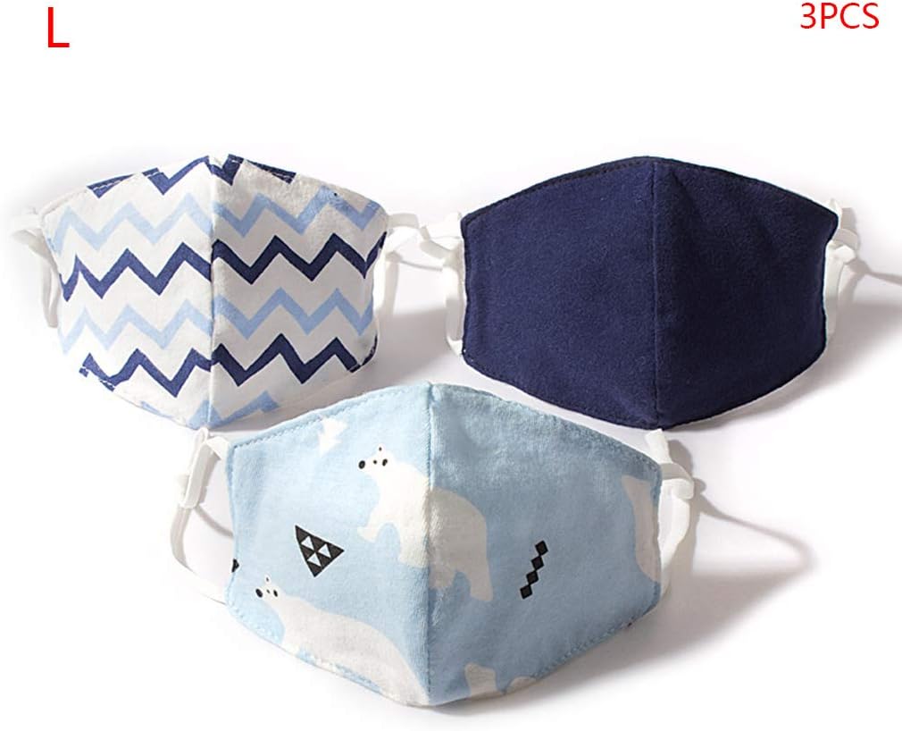 Yousuowei New 3Pcs Adult Kids Fashion, Cotton Washable Reusable, Breathable Dustproof, Kids(S,M,L), Adult(XL), Adjustable Earloop, Useful Personal Care Supplies