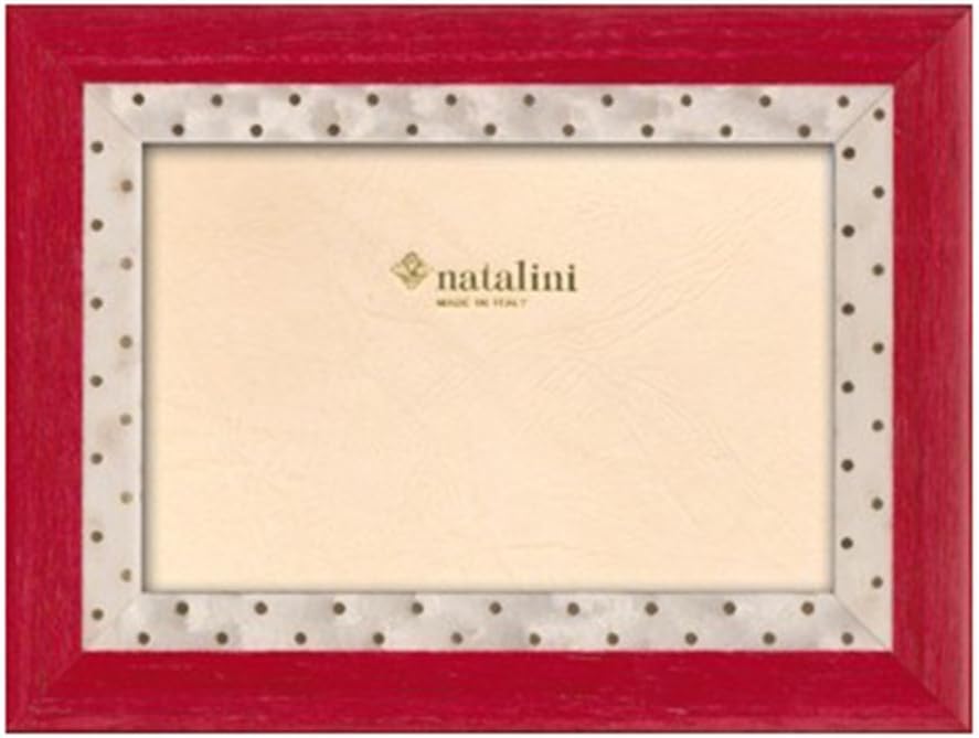 Natalini 5 X 7 Red and White, Gold Dotted Frame Made in Italy