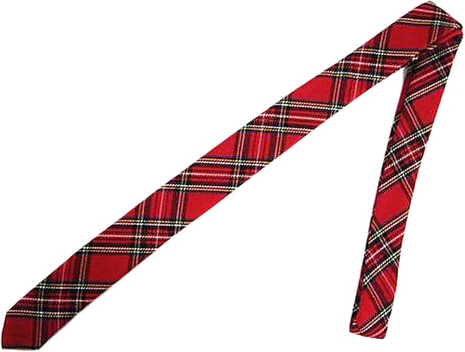 Amazon タータンチェック 細ネクタイ タータンチェック レッド