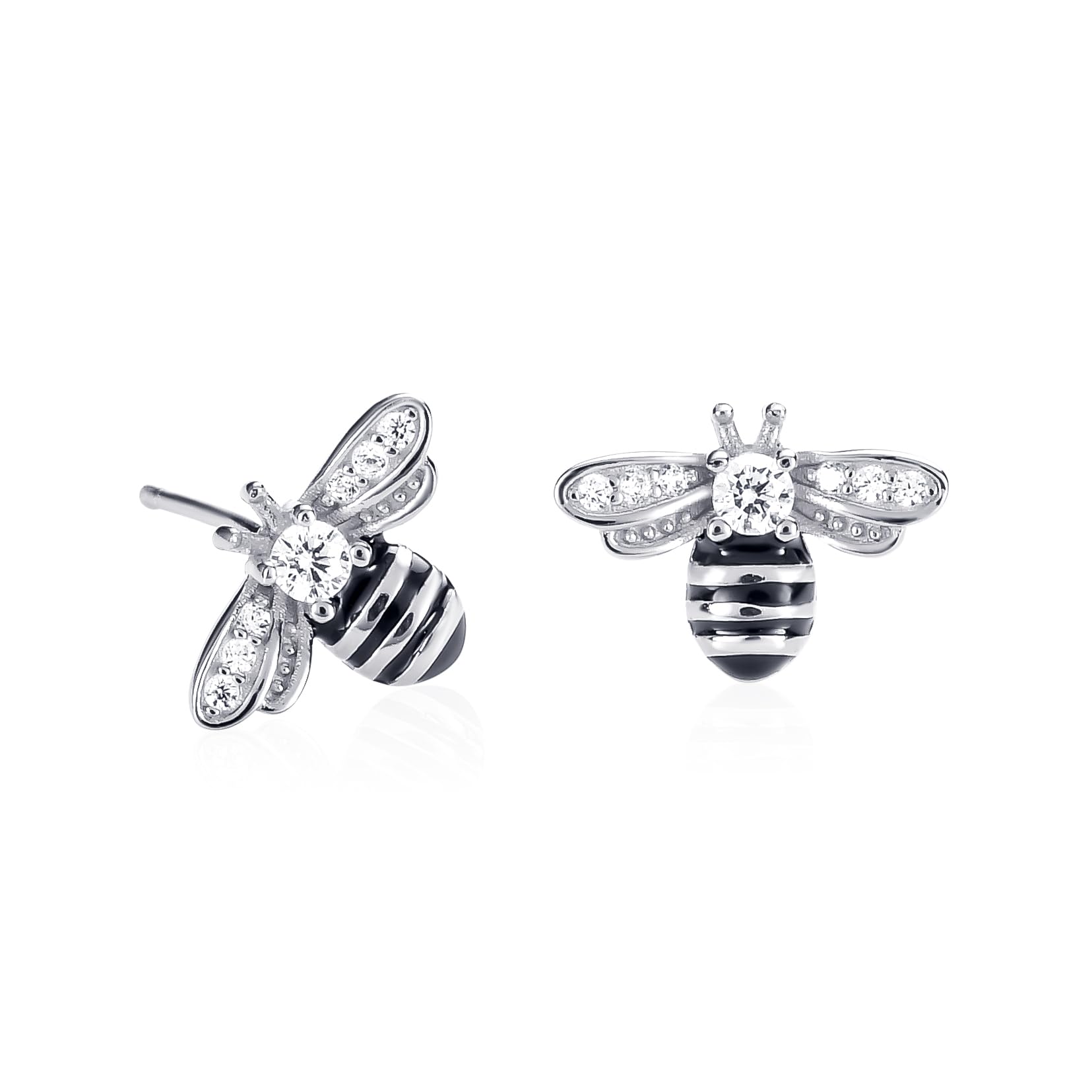 Namana Sterling Silver Bumble Bee Stud Earrings, 925 Sterling Silver Bee Earrings for Women and Teenage Girls, Cute Girls Earrings, Jewellery Gifts for Women