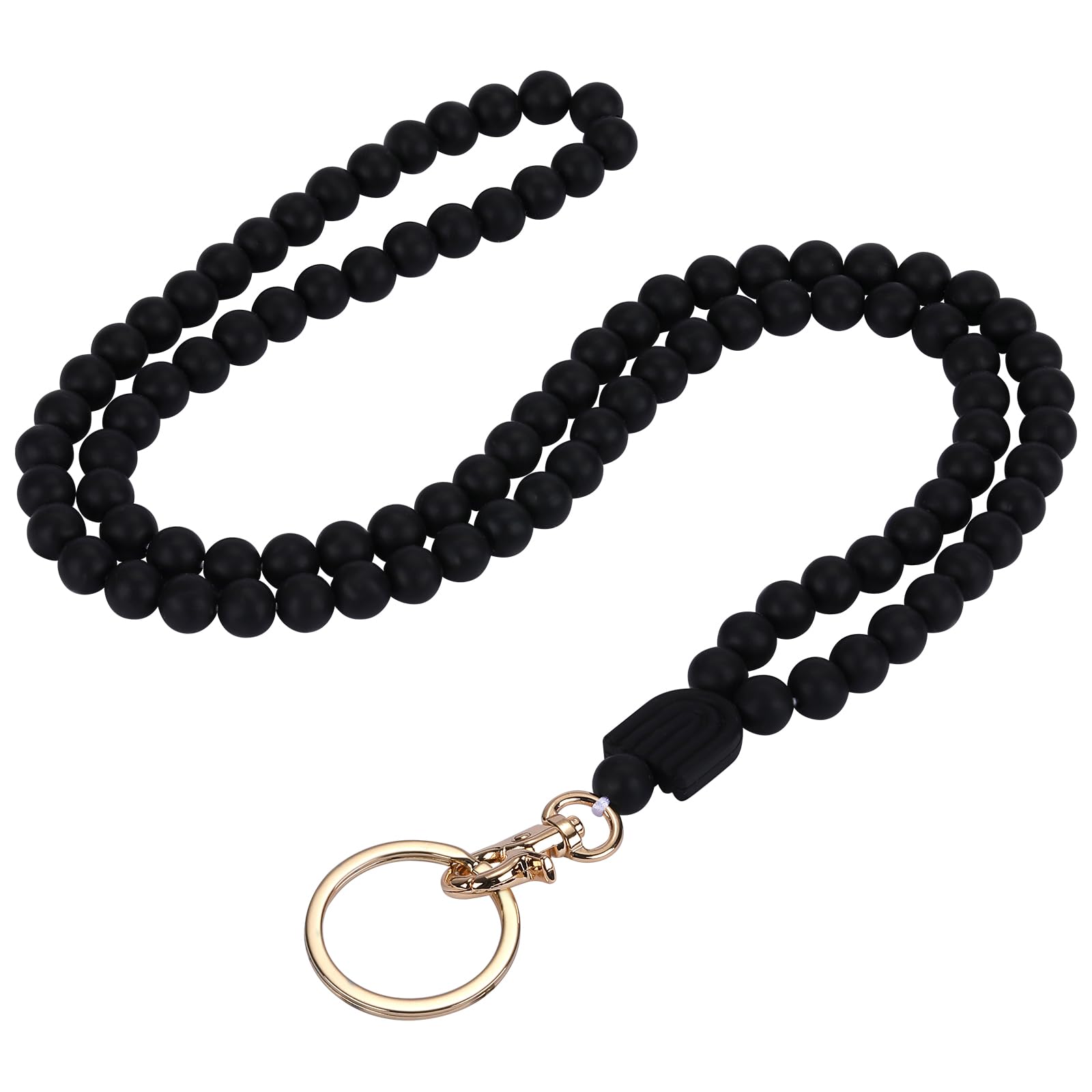 Photo 1 of LEGENTLISUR Silicone Lanyard Beaded Lanyard Soft Super Rainbow Silicone Beads Lanyards Teacher Lanyards for ID Badges and Keys Breakaway Gift for Women Nurse Teacher(Black)