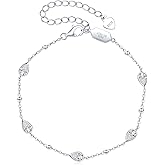 EONFUN Pear Moissanite Link Bracelet, 1.75cttw D Color VVS1 925 Sterling Silver Adjustable 5-Stone Pear Bracelets for Women Mom Wife Birthday Jewelry Gifts