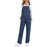 HISEA Stretchy Denim Overalls for Women, Womens Jean Bib Overall with Loose Fit, Ladies Straight Relaxed Overalls for Work