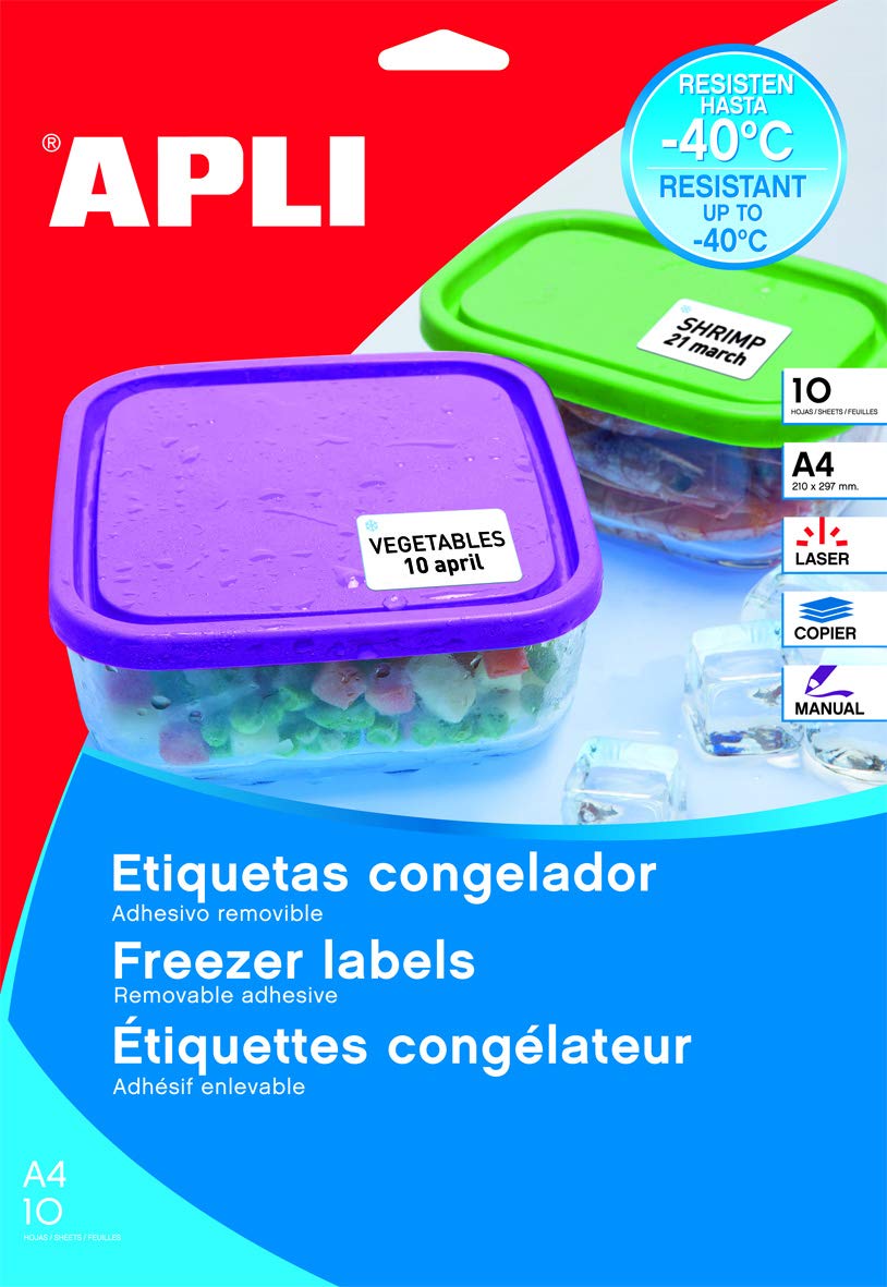 APLI 015070 Rounded Freezer Labels 63.5 x 33.9 mm White (Pack of 10