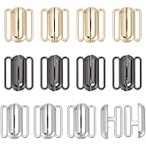PH PandaHall 12 Sets 3 Colors Front Closing Bikini Clasp Clicker Closure 1'' Bra Closure Alloy Bikini Hook Closure Garment Clasps Bra Buckle for Lingerie Swimsuit, Golden/Platinum/Gunmetal