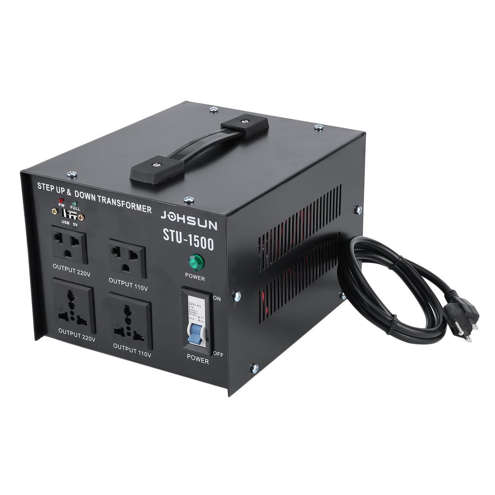 Homgrace 1500 W Voltage Converter Transformer with USB Port, Heavy Duty Step Up and Down Transformer