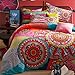 FADFAY Home Textile,Boho Style Bedding Set,Boho Duvet Cover Set,Bohemian Bedding Set,Queen,4Pcs