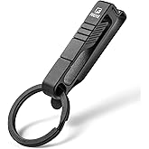 FEGVE Duty Belt Key Holders Titanium Carabiner Keychain Belt Clip with Keyring for Keys,Gifts for Men Dad (Black - BK1)