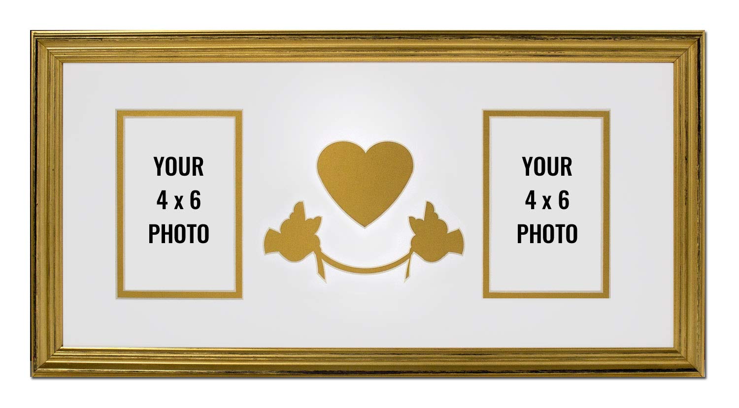 Amazon Com Gold Wedding Gift Double Photo Golden Wood Frame With
