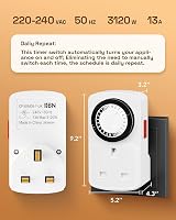 HBN 24 Hour Mechanical Plug Timer UK 13A 3120W 48 On/Off Segments view 2