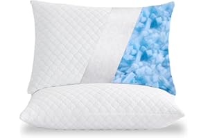 MR.YE Bed Pillows Queen Size 2 Pack for Sleeping Shredded Memory Foam Pillows Adjustable Supportive Pillows for Side and Back Sleepers with Washable Removable Cover, 20"x 30"
