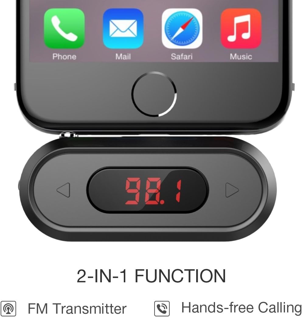 FM Transmitter, Doosl Universal Wireless in-Car Radio Adapter FM Modulator Music Player & Hands-Free Calls for iPhone, Android