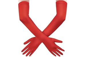 Andiker Long Evening Gloves, 21" Opera Elbow Satin Gloves, Vintage Formal Fancy Dress Glove Women Mittens for Wedding Party