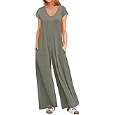 ANRABESS Jumpsuits for Women 2026 Summer Casual Loose Cap Sleeve Crewneck Wide Leg Rompers Jumper One Piece Beach Outfits