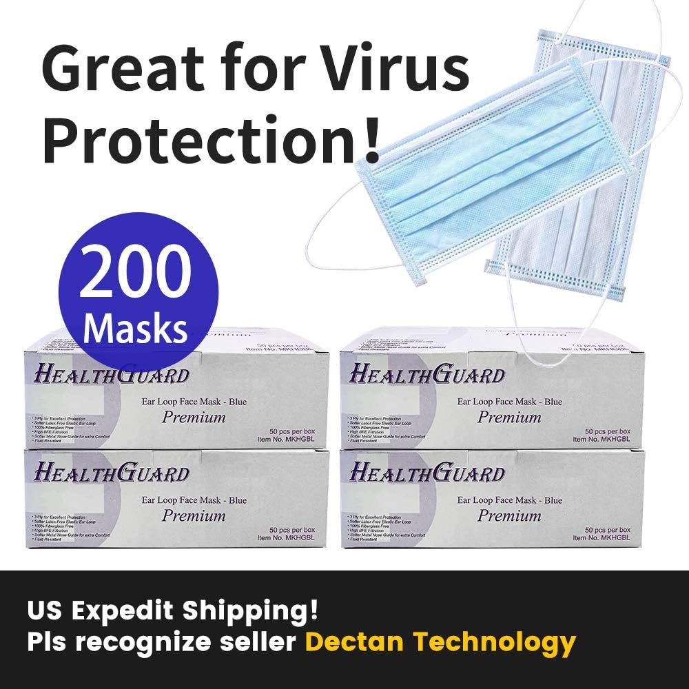 Disposable Medical Face Mask - Thick 3Ply Medical Masks with Comfortable Earloop, Great for Dust, Germ and Virus Protection and Personal Health (200pcs)