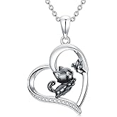 LWXIE Diamond Black Cat Necklace for Women 925 Sterling Silver Cat Chasing Butterfly Pendant Necklace Cute Animal Necklaces with Lab Grown Diamonds Fashion Jewelry Gifts for Women