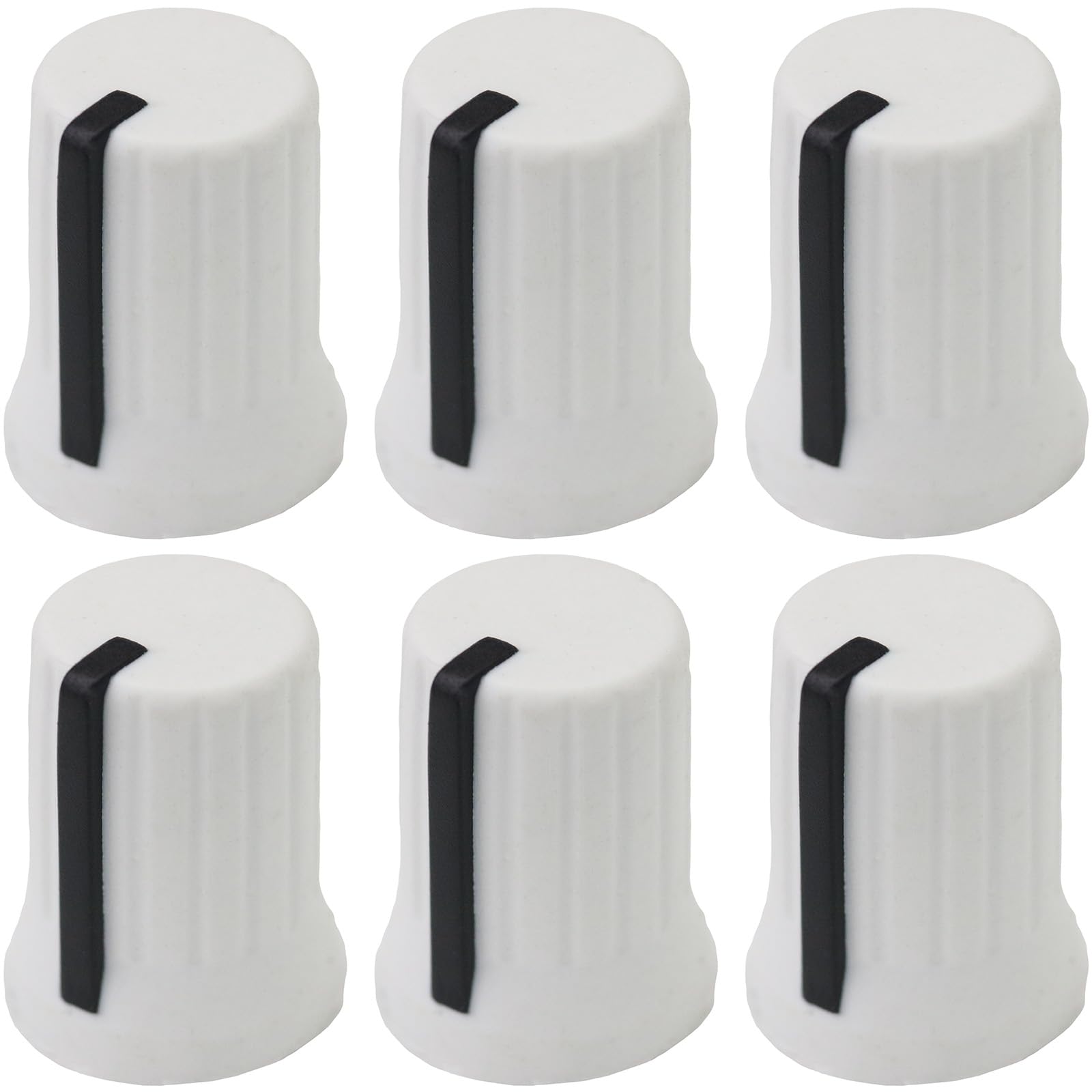 6mm D-Shaft Hole Rubber Soft Grip Vibrant Colour Body Mixer Knobs Pack of 6 (White)