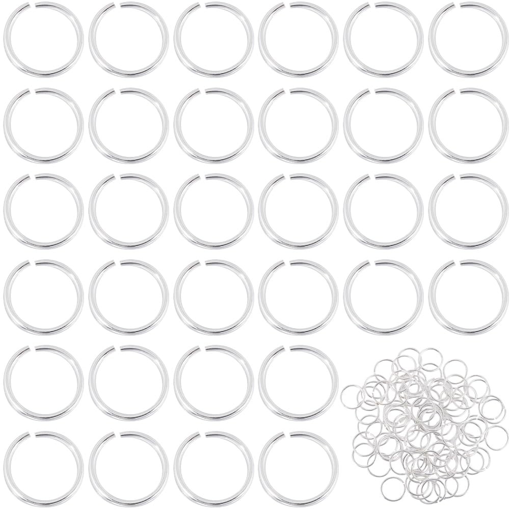 CREATCABIN 100Pcs Jump Rings 925 Sterling Silver Round Rings Charm Connector Clasp Rings Circle Open Jump Rings Split Bulk for Jewelry Making Keychains Crafts Supplies Necklace Repair 6x0.5mm