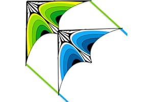 Simxkai Large Delta Kite for Kids & Adults, 2 Pack Best Beach Kite for Beginners, Easy to Fly for Boys & Girls, 300ft Kite Handle Included, Perfect for Outdoor Activities (Blue+Green)