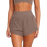 LASLULU Women's Ribbed High Waisted Gym Shorts Tummy Control Biker Workout Running Tennis Shorts with Zipper Pockets
