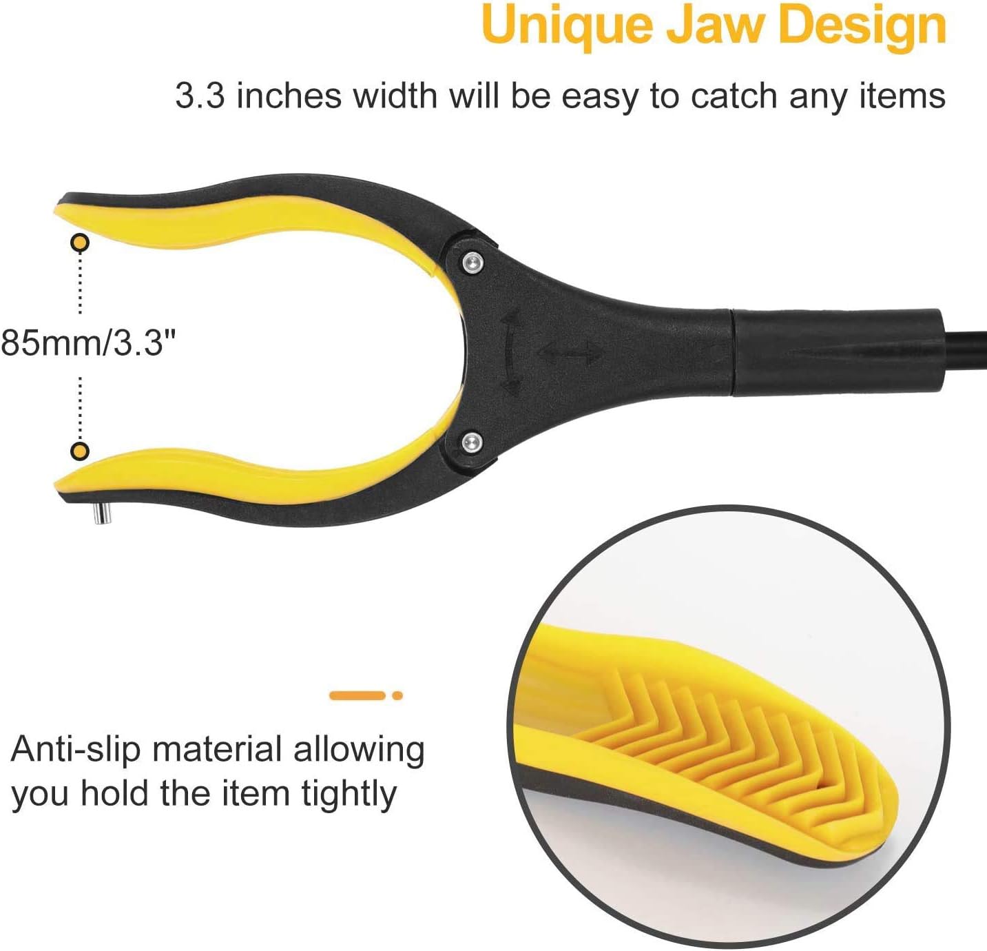 Jellas 2-Pack 32 Inch Grabber Reacher Tool with Shoehorn, 90° Rotating Head Grabber Tool for Elderly, Outdoor and Indoor Trash Picker Grabber(Yellow): Health & Personal Care