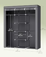 SONGMICS Canvas Wardrobe Grey 175x150x45 cm Clothes Storage Organiser view 6