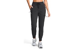 G Gradual Women's Fleece Lined Joggers Hiking Pants 4 Zipper Pockets High Waisted Water Resistant Winter Running Sweatpants