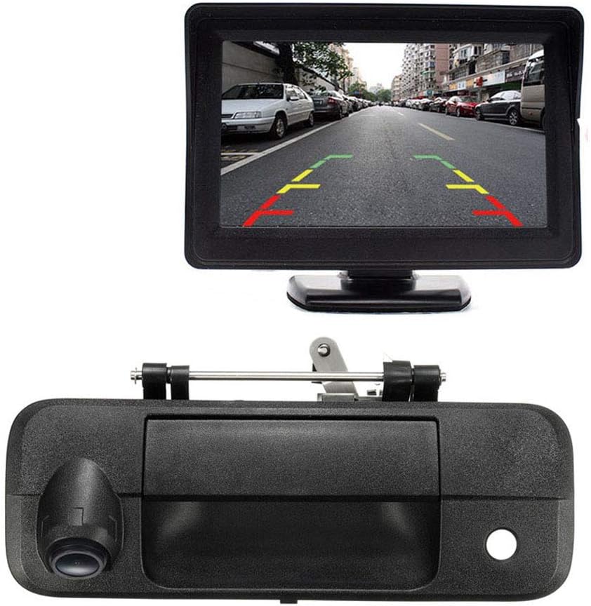 HD CCD Sensor Vehicle Trunk handle 170 Wide Angle Night Vision Rear View IP68 Reverse Camera for To yo ta Tundra/Tacoma (Reversing Camera+4.3"monitor)