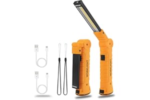 LED Rechargeable Flashlights Work Lights,Vagocom Mechanic Tools Cordless Worklight with Magnetic Base 360°Rotate 5 Modes,Portable Emergency Light for Handmade,Automotive,Camping and Mens Gifts(2 Pack)