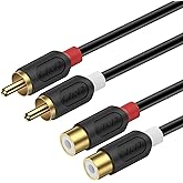 J&amp;D RCA Extension Cable, Gold Plated Audiowave Series 2 RCA Male to Female Stereo Audio Cable for Speaker, Amplifier, Mixer, TV, 9 Feet