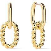 Ana Luisa Ash Double Hoop Earrings for Women - 14K Gold Plated, Silver & Two-Tone Drop Dangle Hoop Earring - Trendy Paperclip Link Huggie Hoop - Hypoallergenic, Water-Resistant & Tarnish-Free Jewelry