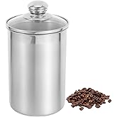 Cabilock Stainless Steel Canister Food Jars with Glass Lid, Kitchen Coffee Canister Cereal Storage Containers for Countertop Tea Sugar Beans Flour Cookie Candy Snack and More 60oz