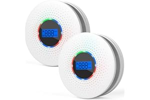 CHZHVAN Smoke Detector Carbon Monoxide Detector Combo, Dual Sensor Combination Smoke and CO Alarm Replaceable Battery Fire Alarm with LCD Display & Test Button for Travel, Home, 2 Pack (Not Hardwired)