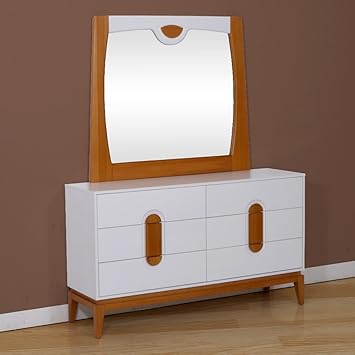 Evok Malta Dressing Table with Mirror (White and Brown)