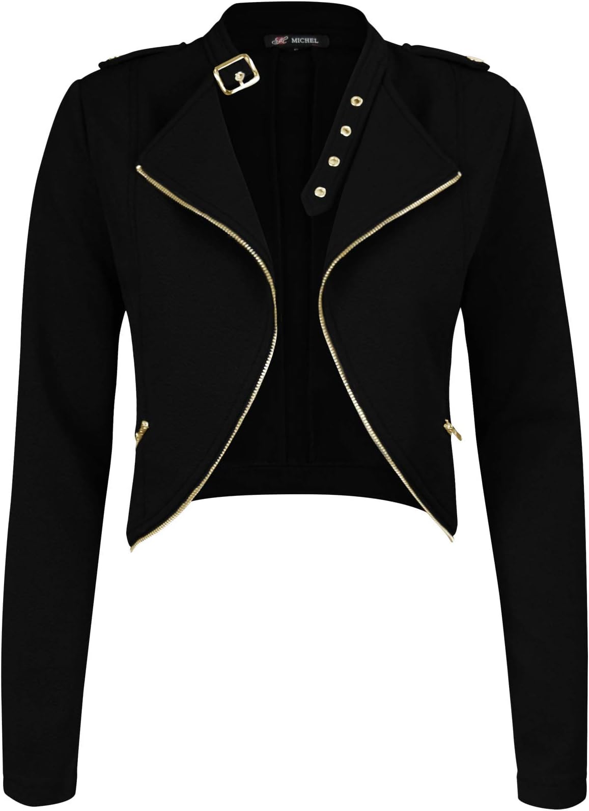 Womens Fleece Jacket Classic Crop Rider Zip UP Jacket