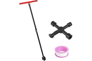 Pftjujudan Water Meter Key Wrench,Water Shut Off Tool,Enforced Steel T-Handle,4-Way Multi-Functional Utility Key,Shutoff Valve Tool (28 Inchs)