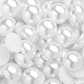 50PCS 25mm Flatback Pearls for Crafting White, Imitation Large Half Round Pearl Beads Bulk for Crafts Project, Half Flat Back Pearls for DIY Making Crocs Tumblers Shoes Cups Wedding