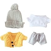 Niannyyhouse 3-Piece Plush Doll Outfit - Egg Cap, Sweater & Pants Set For 7.8 Inch (20cm) Dolls