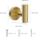 YUET 2 Pcs Bathroom Towel Hook Heavy Duty 10kg SUS304 Brushed Brass view 7