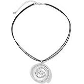 Chunky Gold Spiral Pendant Necklace for Women – Boho Statement Jewelry with Swirl Design – Gold Chunky Chain Necklace, Bold Bohemian Accessory for Trendy Outfits