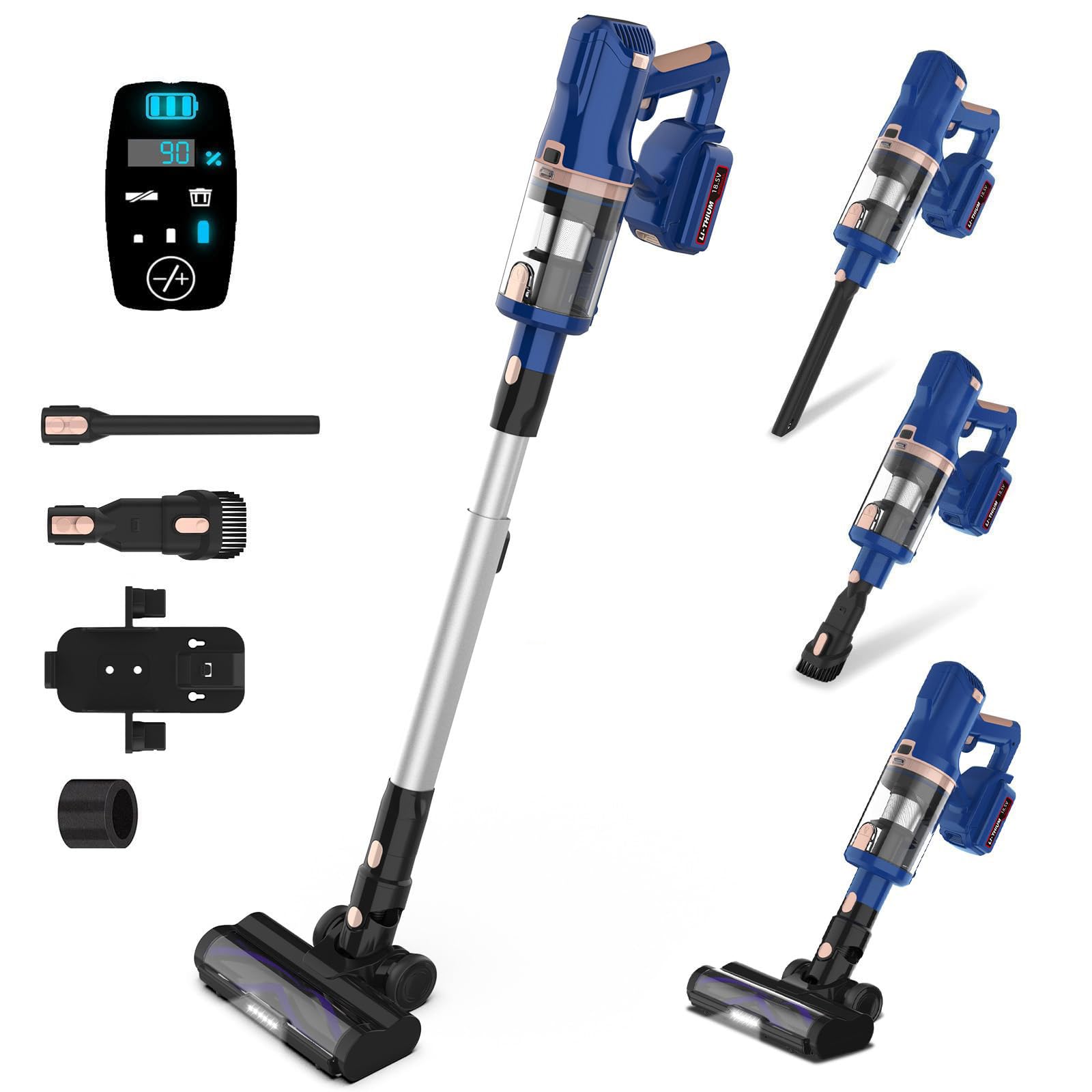 Photo 1 of Cordless Vacuum Cleaner, 300W 30Kpa Cordless Stick Vacuum with LED Display, Up to 60mins Runtime, 4000mAh Battery Cordless Vacuum, 6 in 1 Light Vacuum Cleaners for Home Pet Hair Carpet Floor