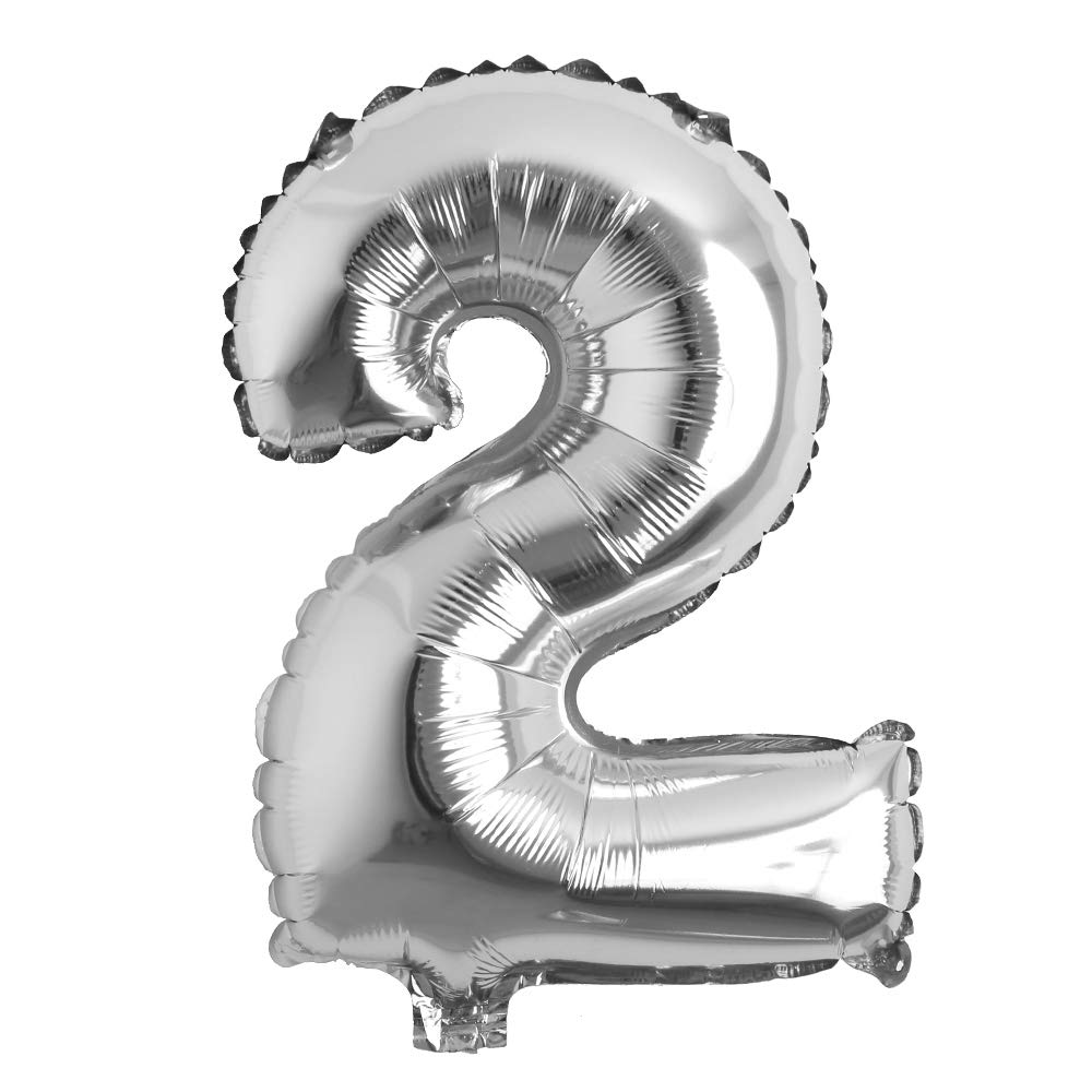 Photo 1 of 16" inch Single Silver Alphabet Letter number Balloons Aluminum Hanging Foil Film Balloon Wedding Birthday party decoration banner Air Mylar Balloons (16 inch Silver 2)
