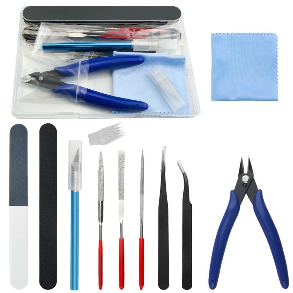 WMYCONGCONG 15 PCS Gundam Model Tools Kit Modeler Basic Tools Hobby Building Tools Kit for Buildings Cars Airplanes Model Assemble Building Repairing and Fixing