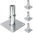 4-Pack Reinforced Scaffold Base, Galvanized Scaffold Base Plates 4.75" x 4.75" x 1-5/16 OD, Sturdy Scaffolding Parts for Construction