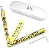TOUGS Martial Arts Practice Trainer - Titanium & Stainless Steel Fan Knife (Golden)
